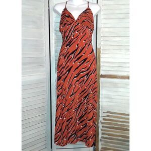 Naked Zebra Women's Dress Size Large Zebra Print Spaghetti Strap Front Side Slit